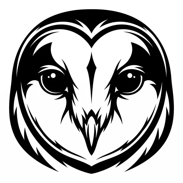 Blackwork Barn Owl Face