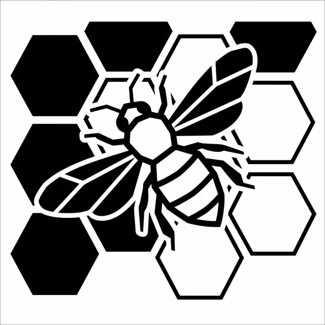 Blackwork Bee With Honeycomb