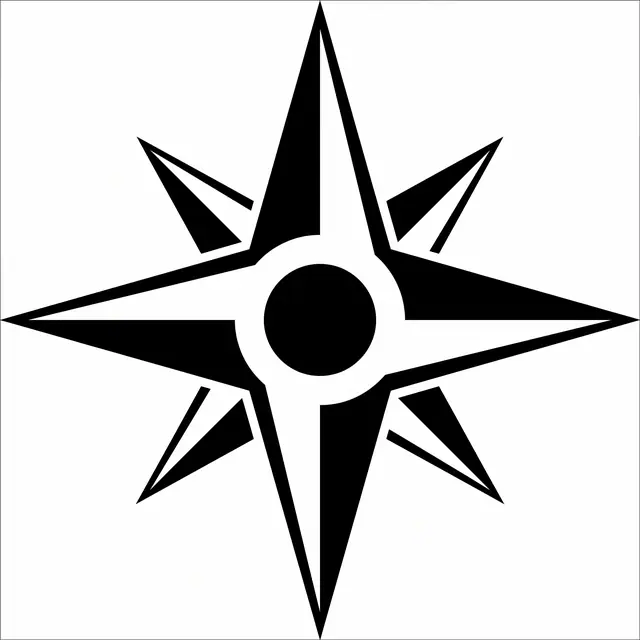 Blackwork Compass Rose