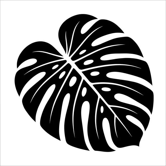 Blackwork Monstera Leaf
