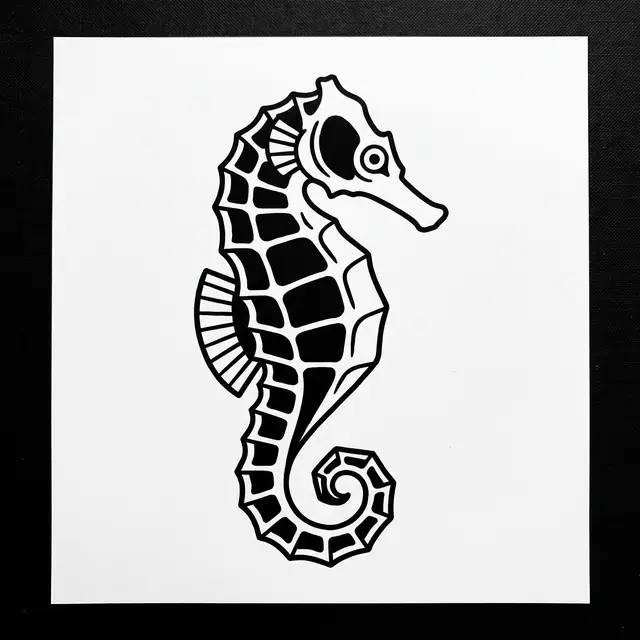 Blackwork Seahorse