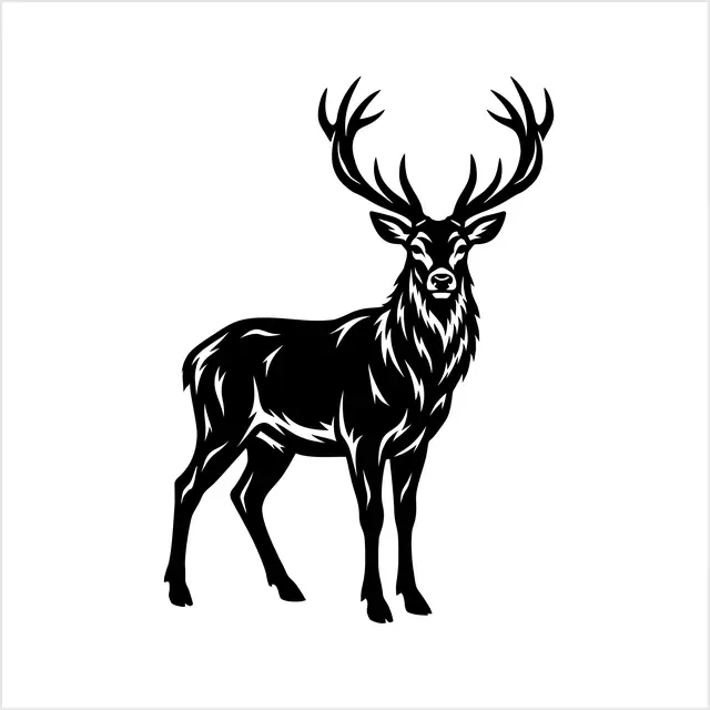 Blackwork Stag With Antlers