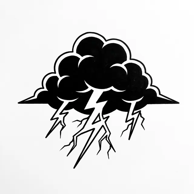 Blackwork Storm Cloud With Lightning