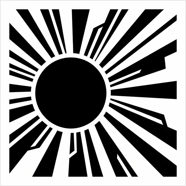 Blackwork Sun With Rays