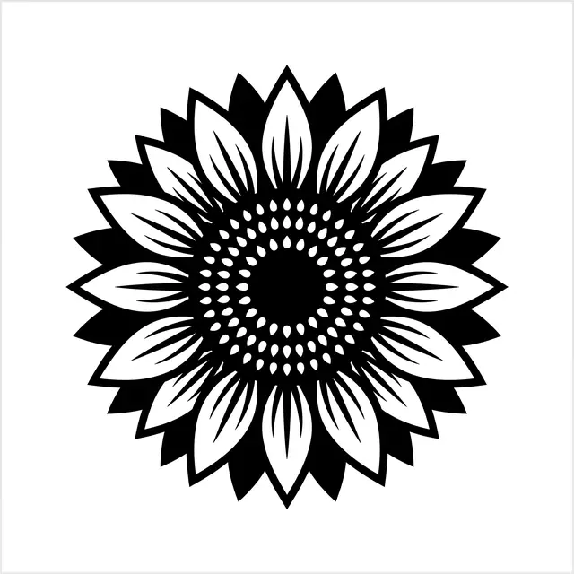 Blackwork Sunflower Head