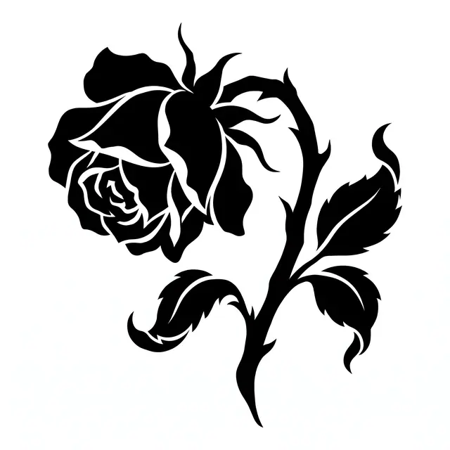 Blackwork Wilting Rose