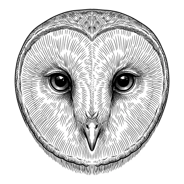 Botanical Barn Owl Face