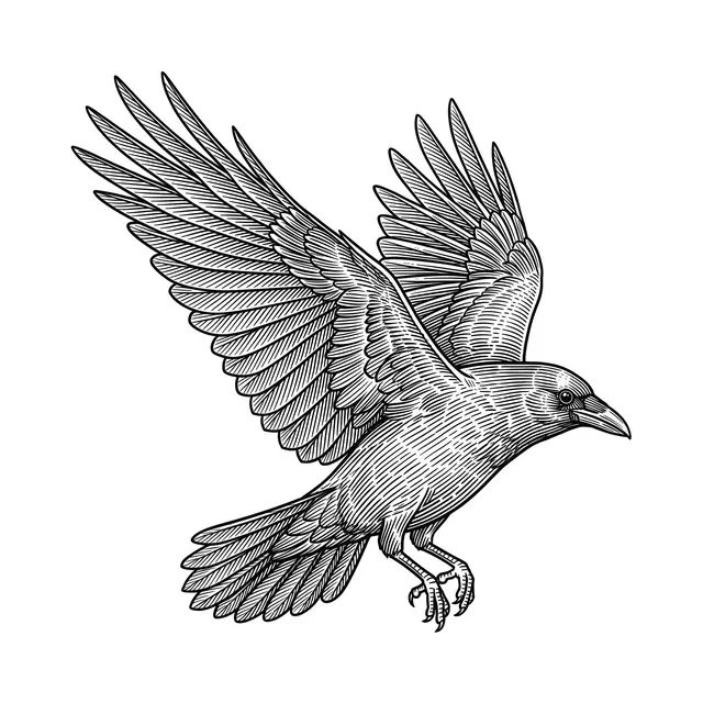 Botanical Crow In Flight
