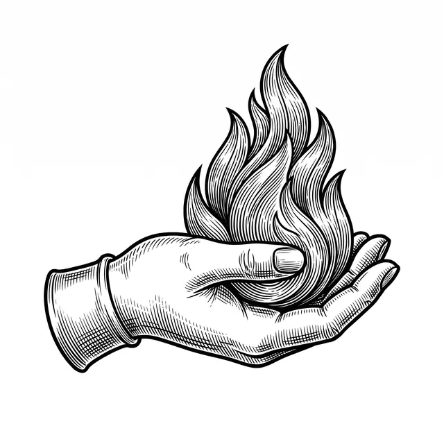 Botanical Hand Holding Flame