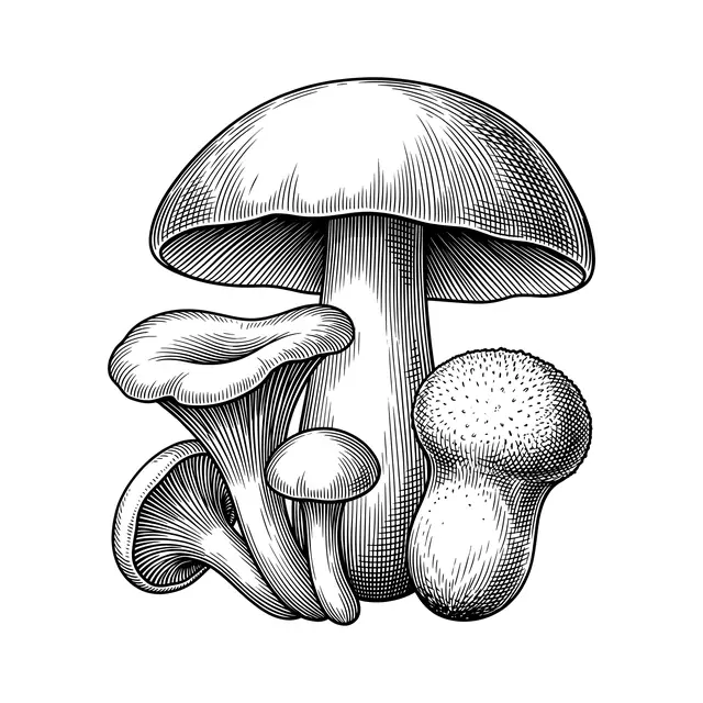 Botanical Mushroom Cluster