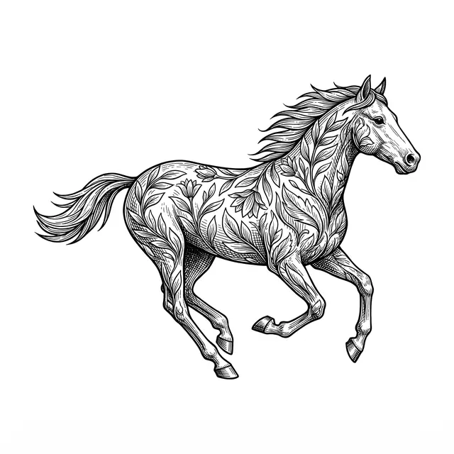 Botanical Running Horse