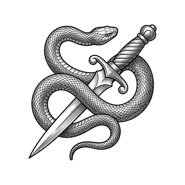 Botanical Snake And Dagger