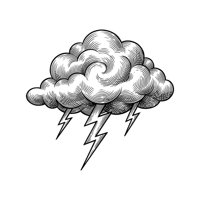 Botanical Storm Cloud With Lightning