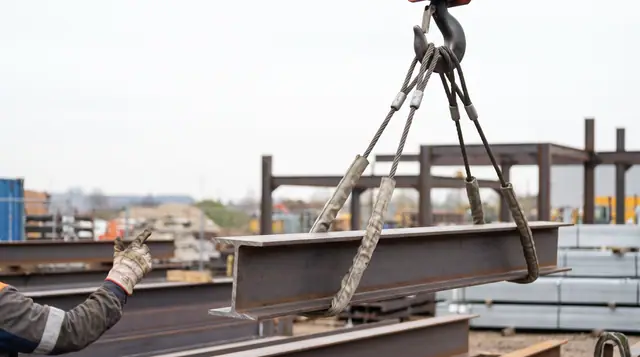 Crane Lifting Steel Beam