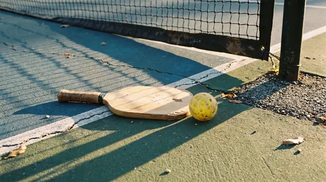 Pickleball paddle ball court net sport game equipment empty court