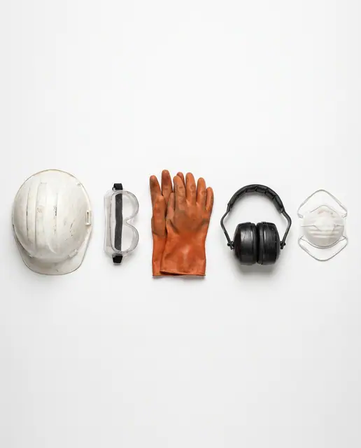 Personal protective equipment set white background studio light