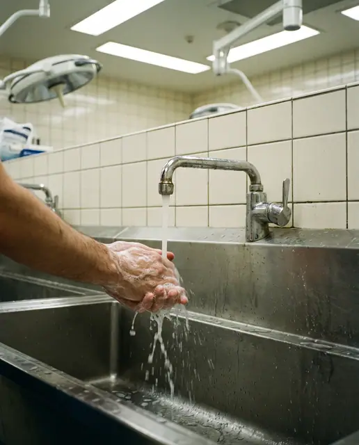 Surgical scrub sink hands washing running water medical hygiene
