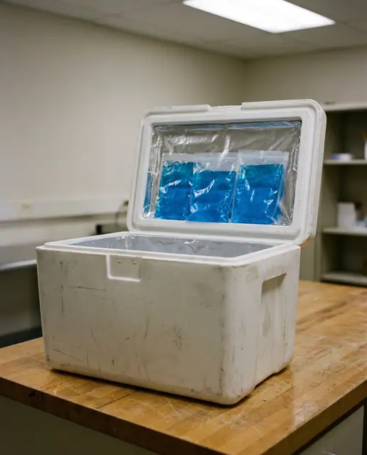 Insulated vaccine transport box open ice packs medical compliance