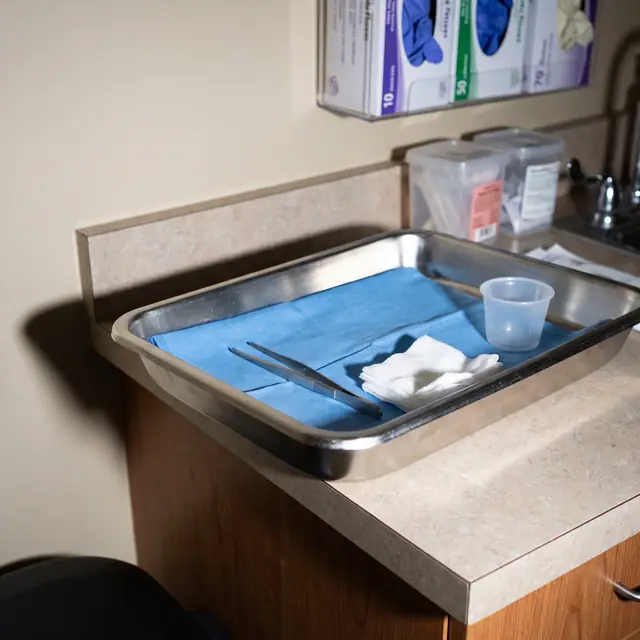 Authentic phone photo sterile medical tray clinical setting