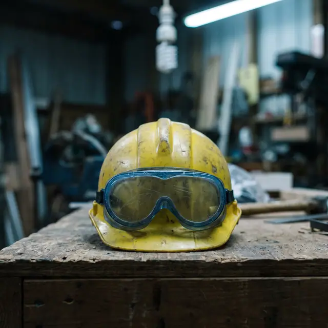 Hard hat blue glasses safety industrial personal protective