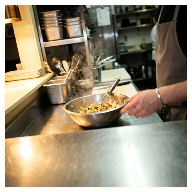 Restaurant kitchen food prep phone photo