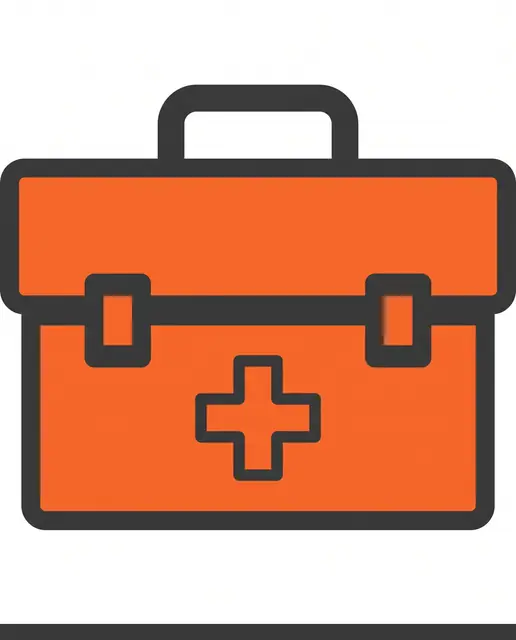 First aid kit icon flat vector safety orange grey