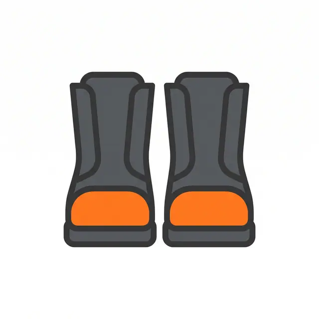 Steel Toe Safety Boots Icon Vector Flat Design Orange Grey