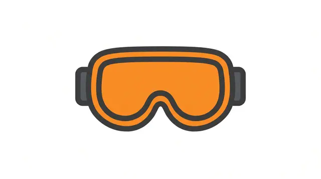 Safety goggles icon flat vector orange grey white square background