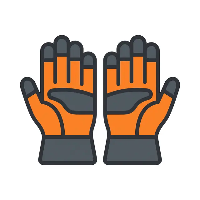 Protective work gloves vector icon safety orange charcoal grey