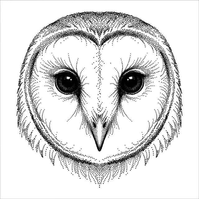 Dotwork Barn Owl Face