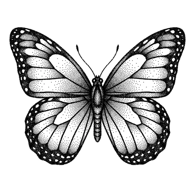 Dotwork Butterfly Symmetrical