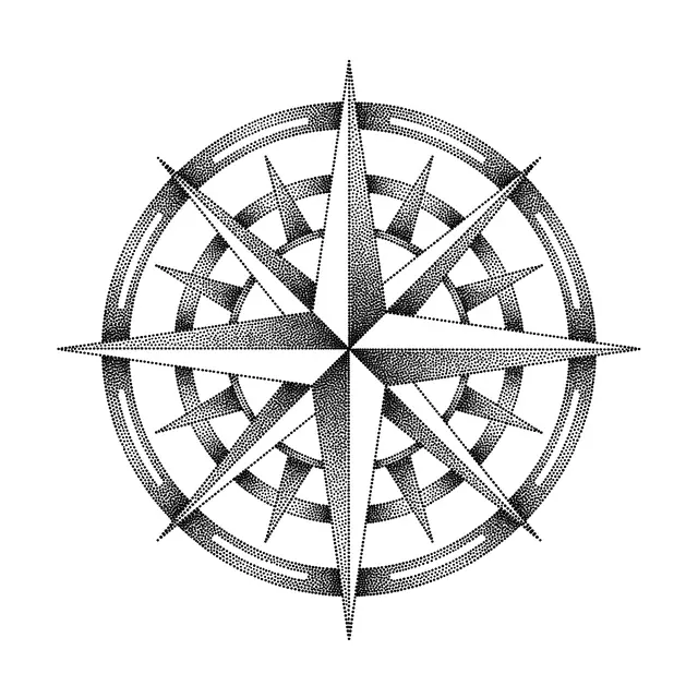 Dotwork Compass Rose