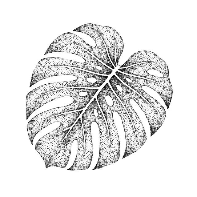 Dotwork Monstera Leaf