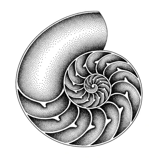 Dotwork Nautilus Shell