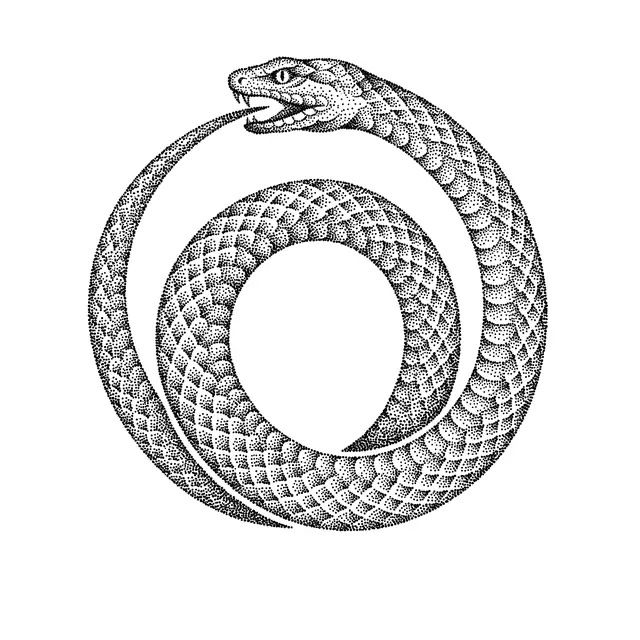 Dotwork Ouroboros Ring