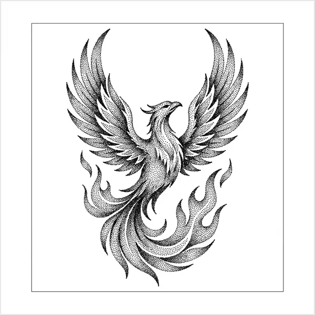 Dotwork Phoenix Rising