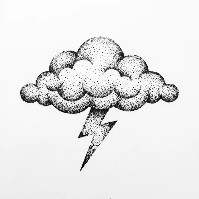 Dotwork Storm Cloud With Lightning