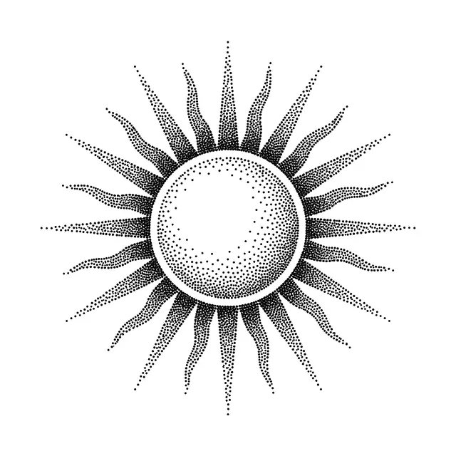 Dotwork Sun With Rays