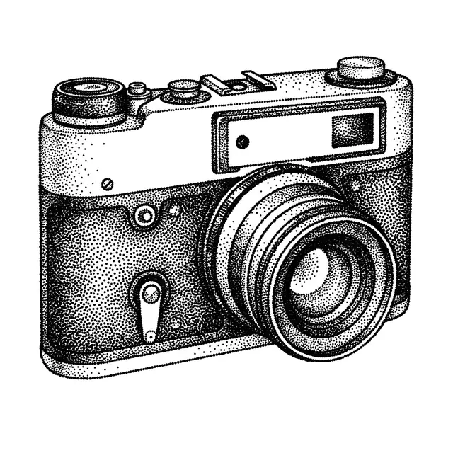 Dotwork Vintage Camera