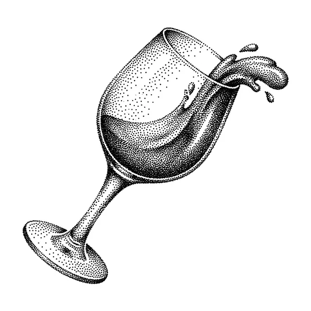 Dotwork Wine Glass Spilling