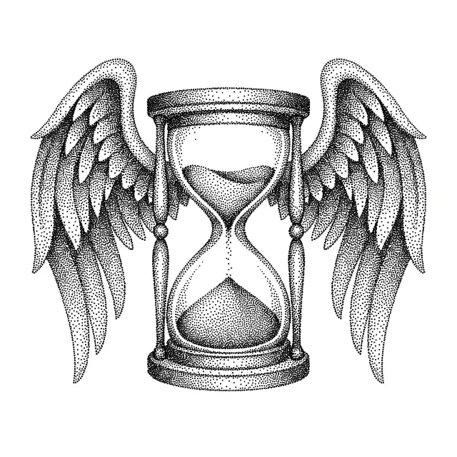 Dotwork Winged Hourglass