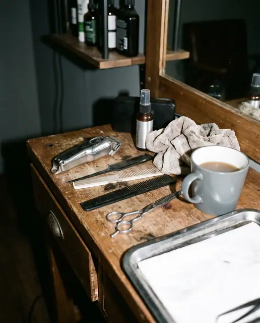 Barber tools working surface harsh flash casual snapshot