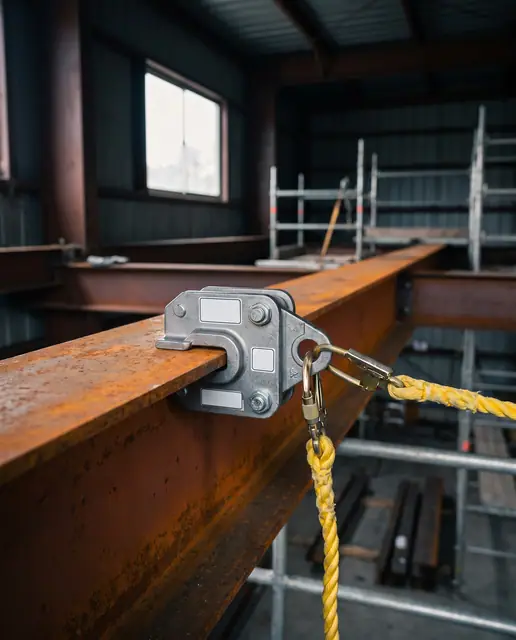 Beam anchor device clamped steel girder fall arrest safety
