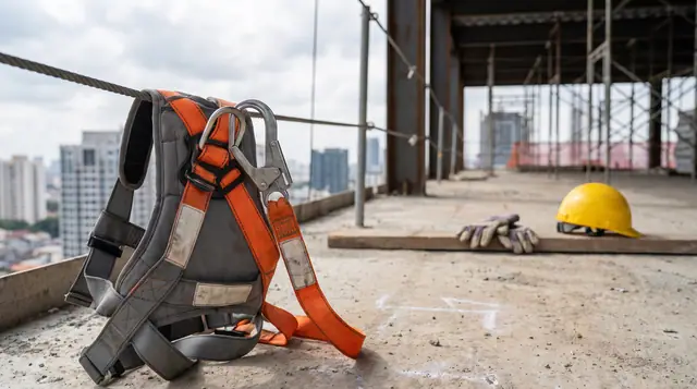 Fall-arrest harness horizontal lifeline high-rise construction