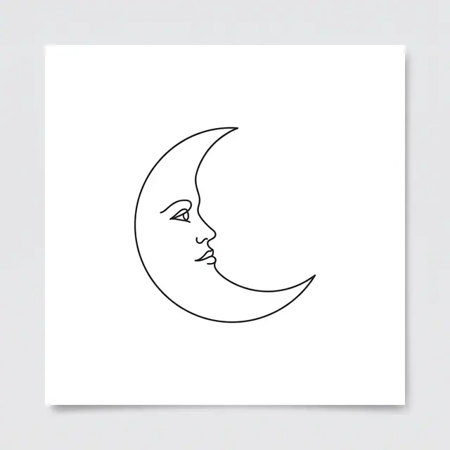 Fineline Crescent Moon Face