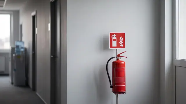 Fire extinguisher sign, symbol, safety, floor stand