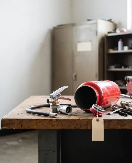 Fire Extinguisher Maintenance Service Bench Open Repair