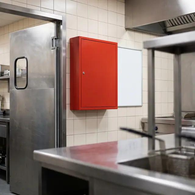 Burns kit mounted commercial kitchen door safety first aid