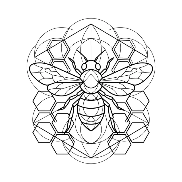 Geometric Bee With Honeycomb