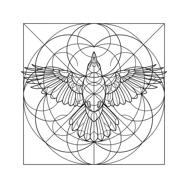 Geometric Crow In Flight